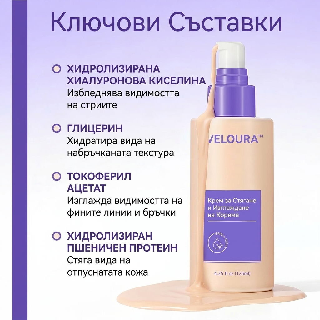 VELOURA™ — Крем срещу Стрии и за Стягане на Тялото, 125мл